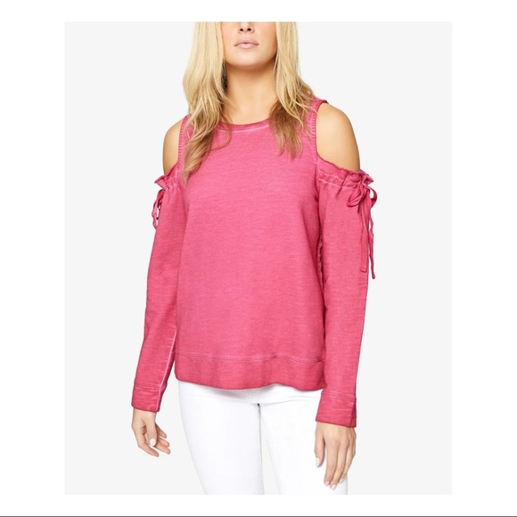Anthropologie Tops - Pink Cold Shoulder Sweatshirt